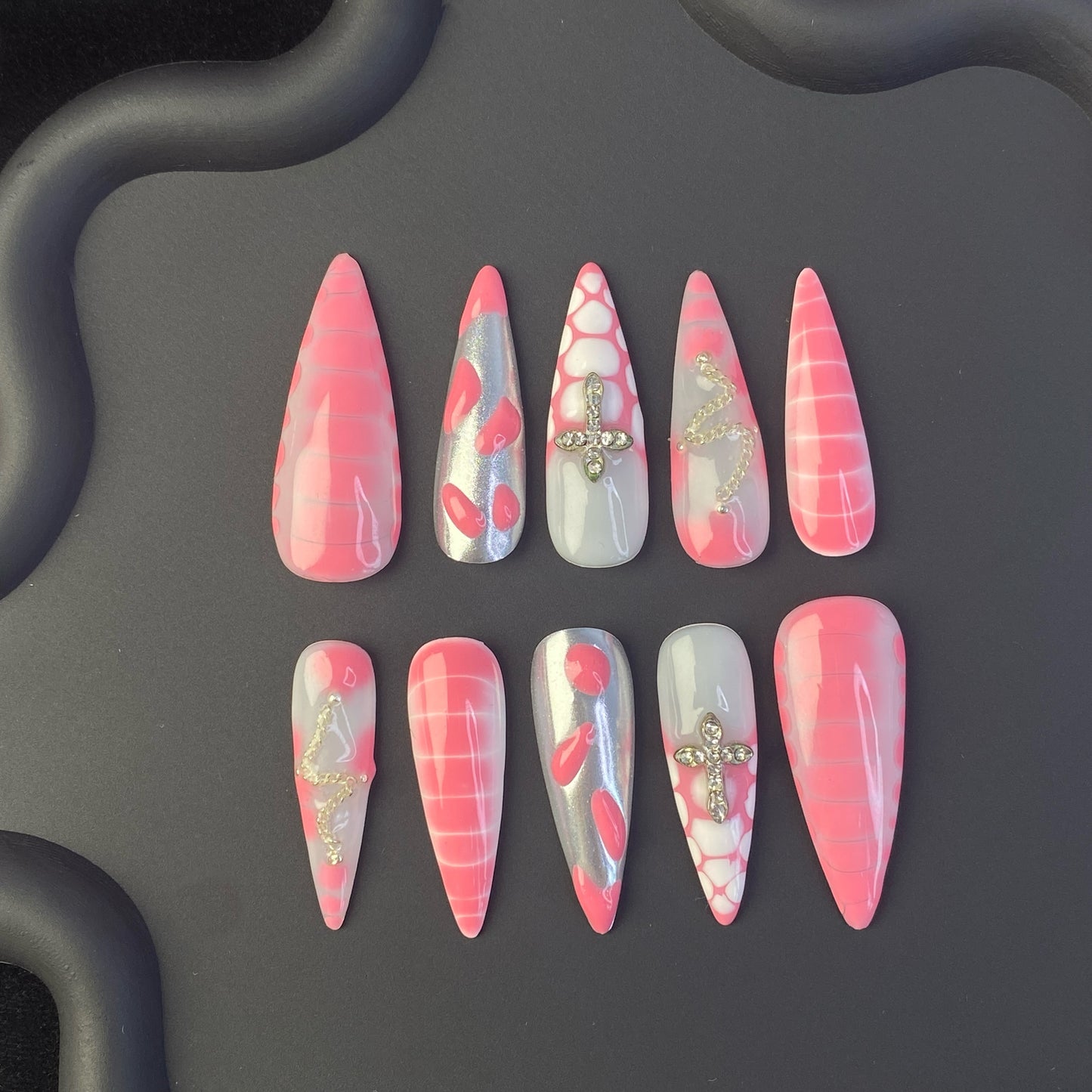 H1 HOT - Customer Picks SirenTips Handmade Press On Nail Art 10pcs Set Free Tools Luxury Nail Care Manicure Daily Durable