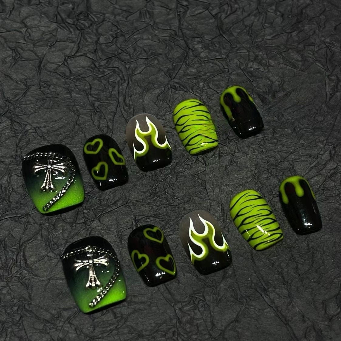 E5 SirenTips Handmade Press On Nail Art 10pcs Set Free Tools Luxury Nail Care Manicure Daily Durable