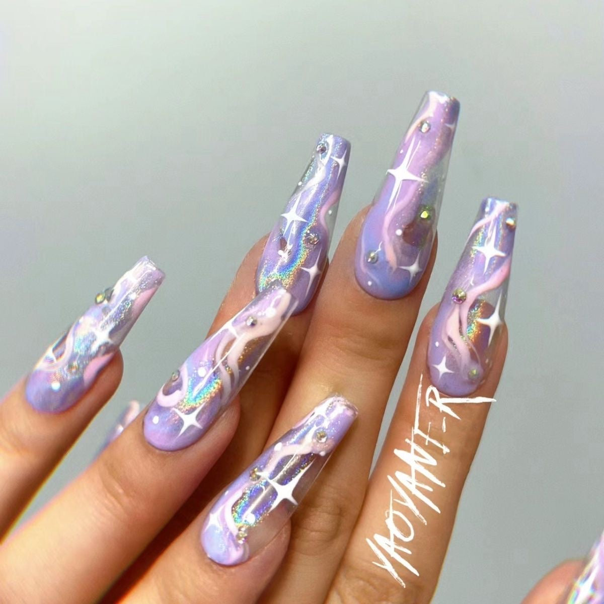 E7 SirenTips Handmade Press On Nail Art 10pcs Set Free Tools Luxury Nail Care Manicure Daily Durable