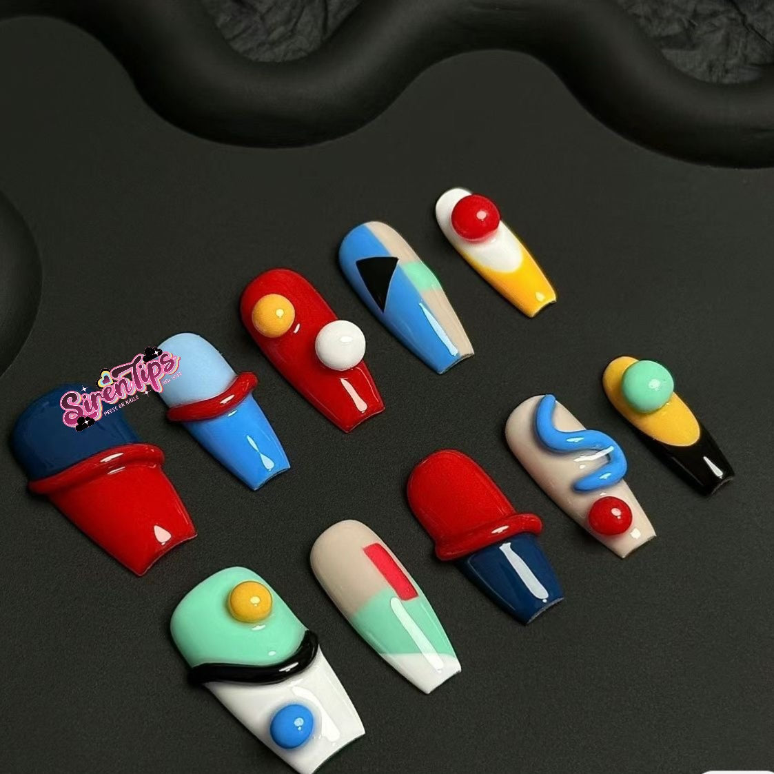 E46 SirenTips Handmade Press On Nail Art 10pcs Set Free Tools Luxury Nail Care Manicure Daily Durable