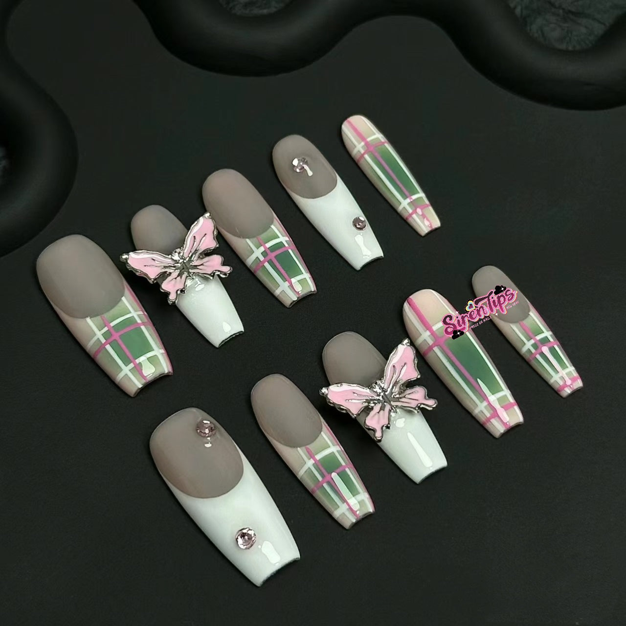 E47 SirenTips Handmade Press On Nail Art 10pc