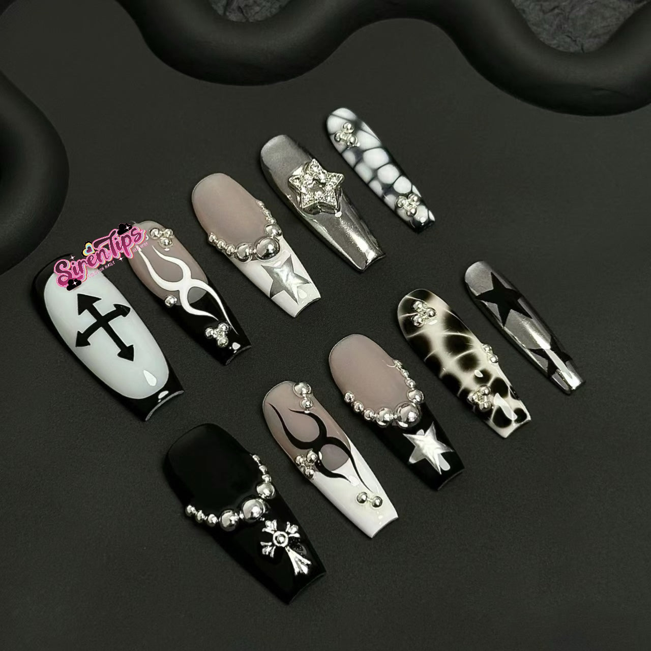 H4 HOT - Customer Picks SirenTips Handmade Press On Nail Art 10pcs Set Free Tools Luxury Nail Care Manicure Daily Durable
