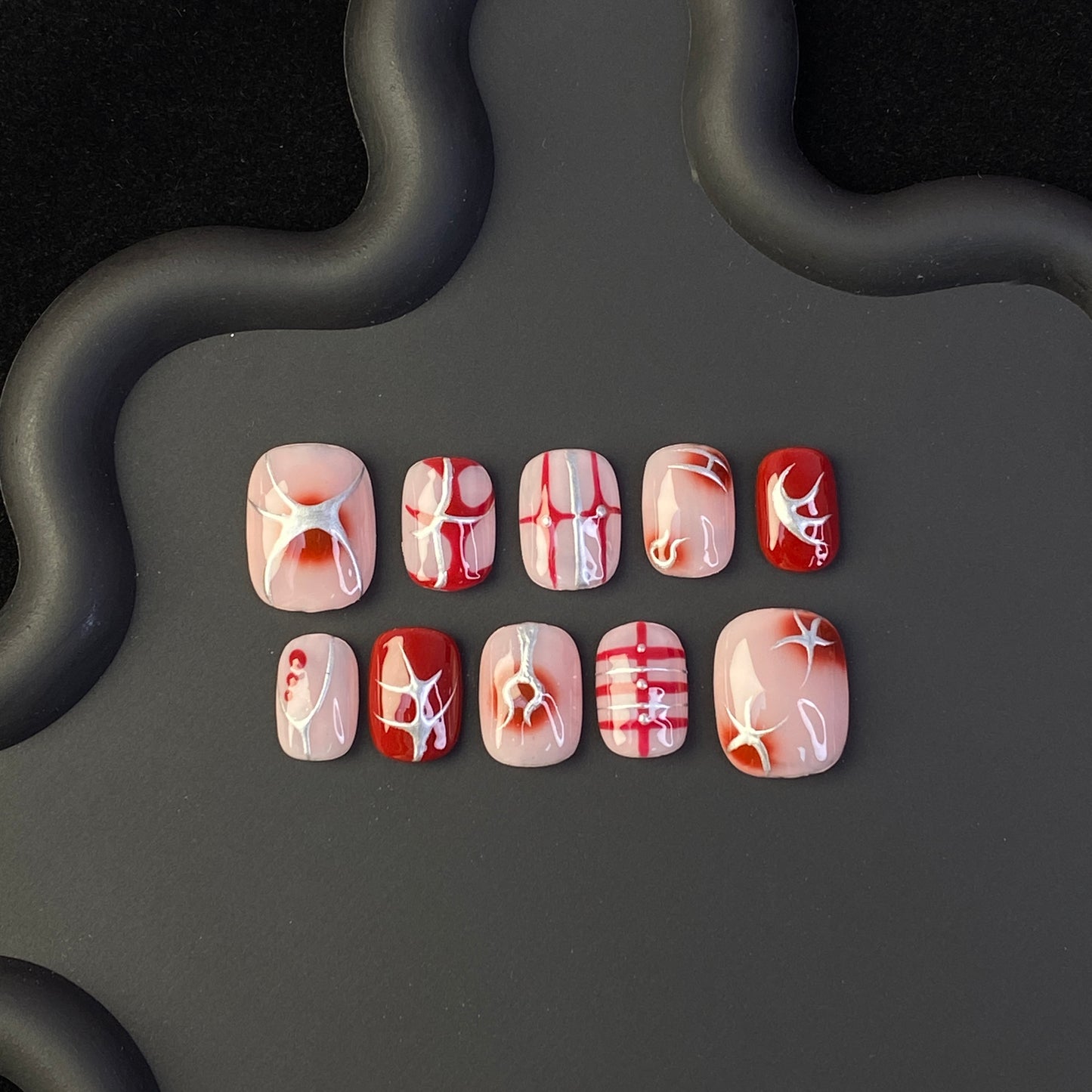 E41 SirenTips Handmade Press On Nail Art 10pcs Set Free Tools Luxury Nail Care Manicure Daily Durable