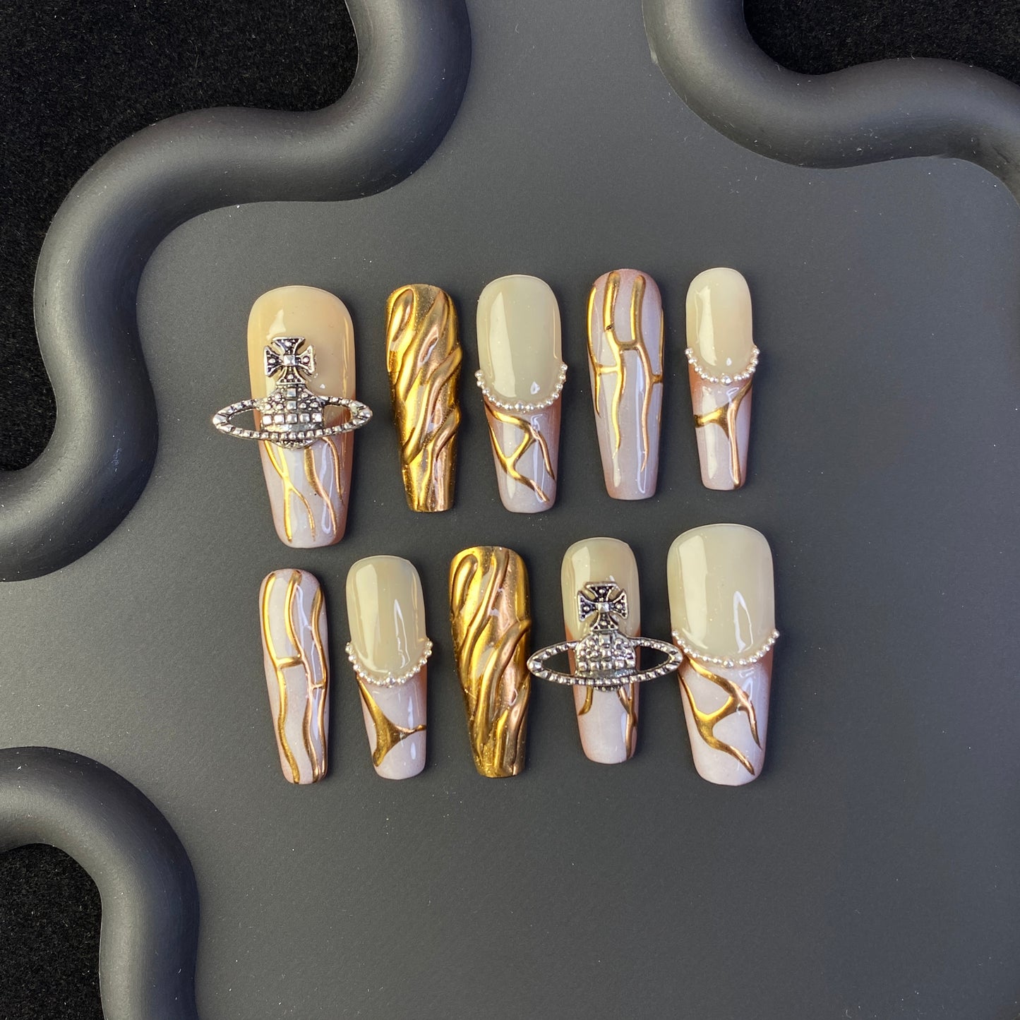 E14 SirenTips Handmade Press On Nail Art 10pcs Set Free Tools Luxury Nail Care Manicure Daily Durable