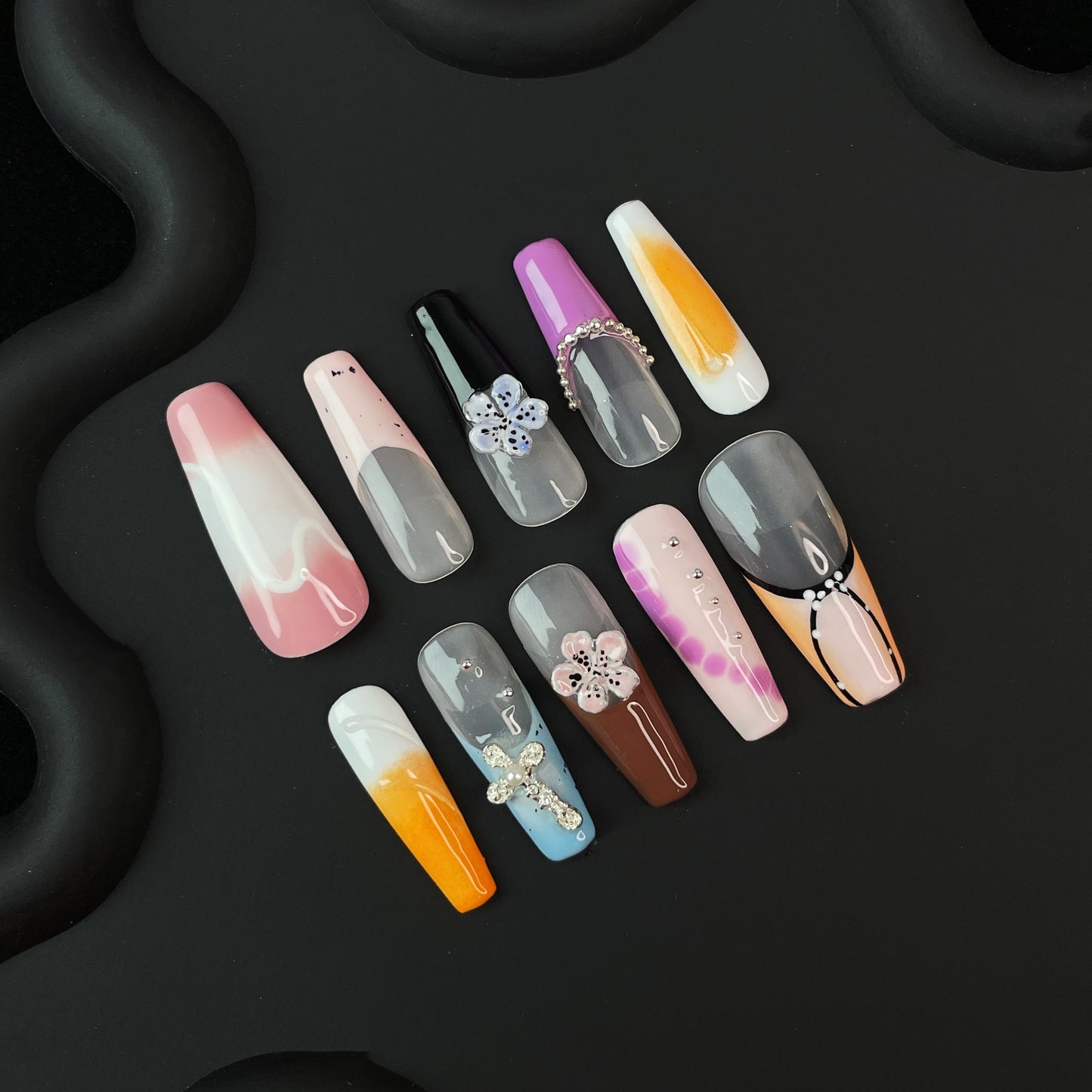 E21 SirenTips Handmade Press On Nail Art 10pcs Set Free Tools Luxury Nail Care Manicure Daily Durable