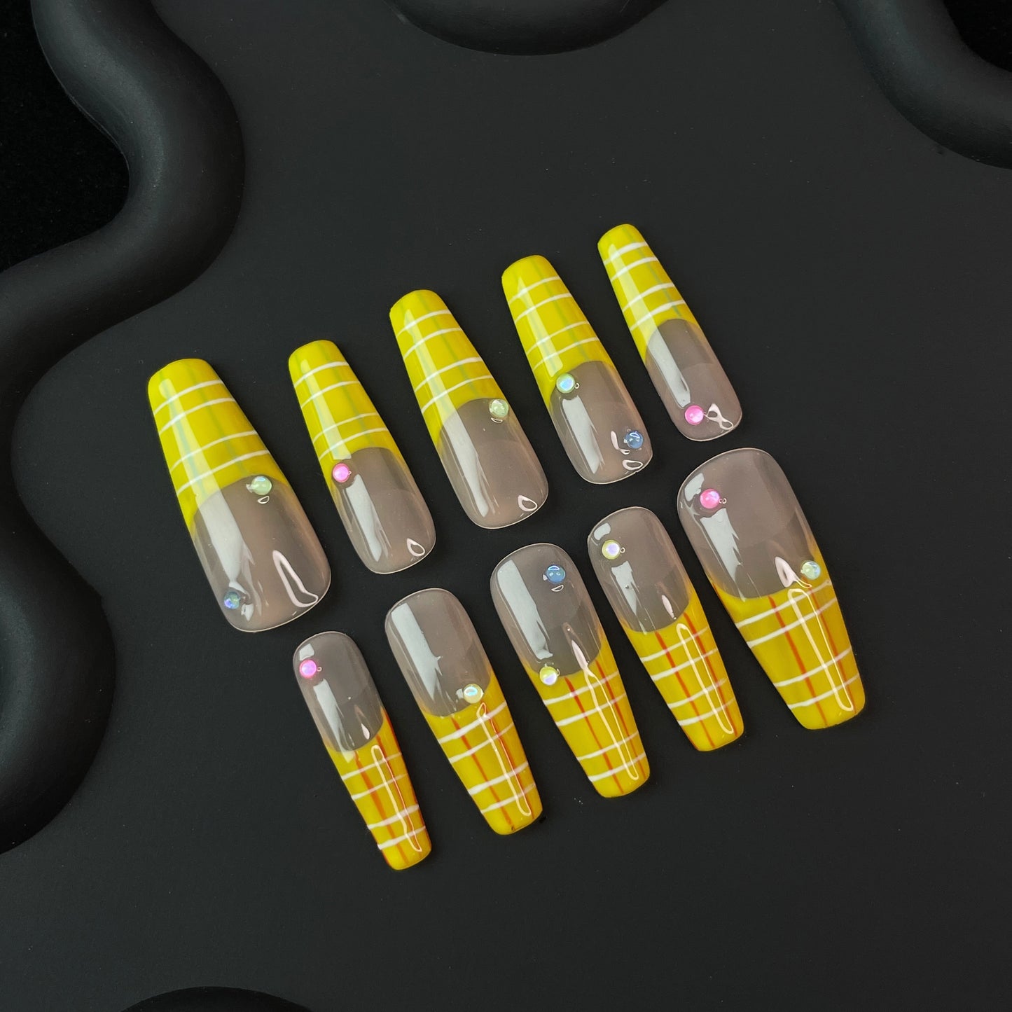 E23 SirenTips Handmade Press On Nail Art 10pcs Set Free Tools Luxury Nail Care Manicure Daily Durable