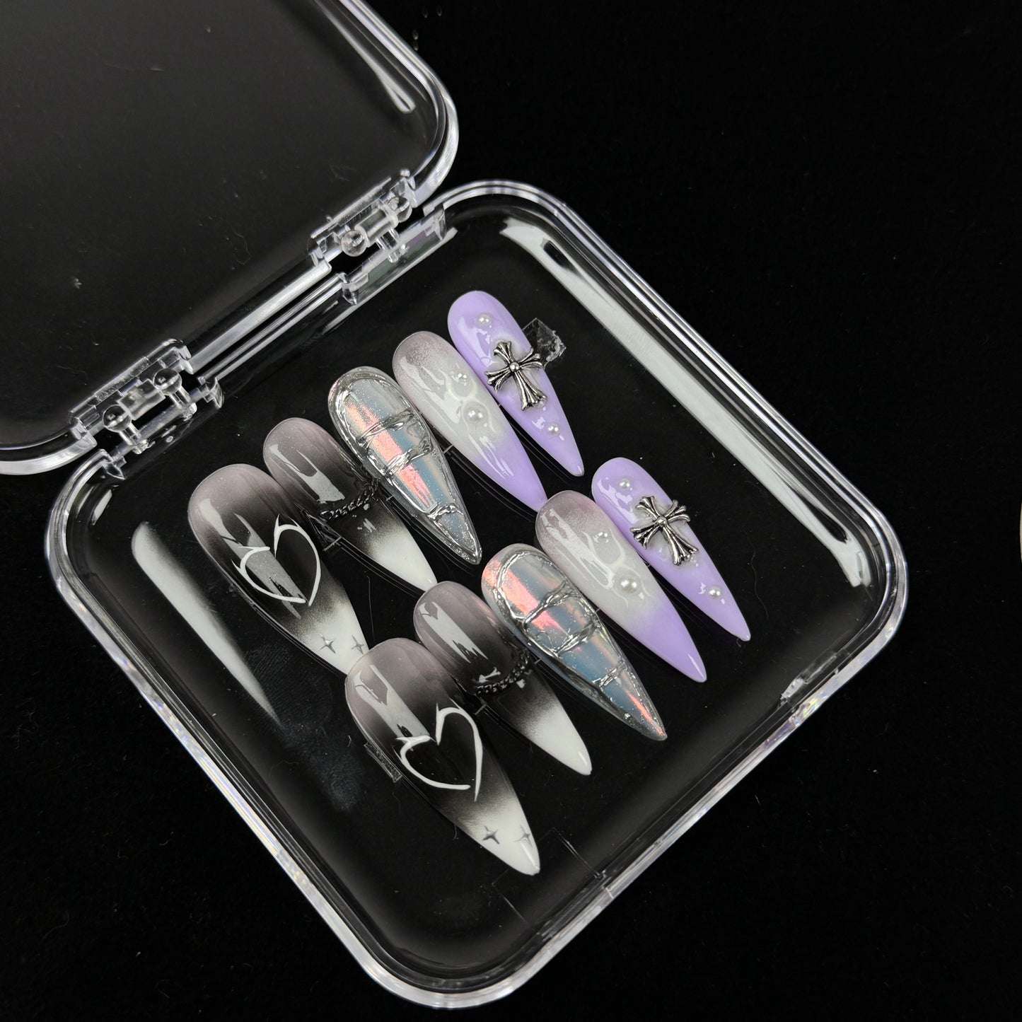 E1 SirenTips Handmade Press On Nail Art 10pcs Set Free Tools Luxury Nail Care Manicure Daily Durable