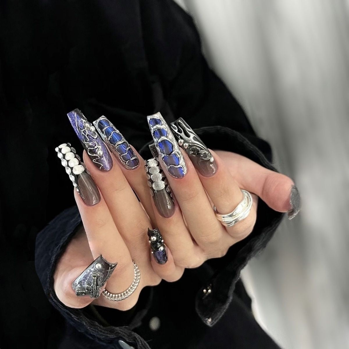 H5 HOT - Customer Picks SirenTips Handmade Press On Nail Art 10pcs Set Free Tools Luxury Nail Care Manicure Daily Durable