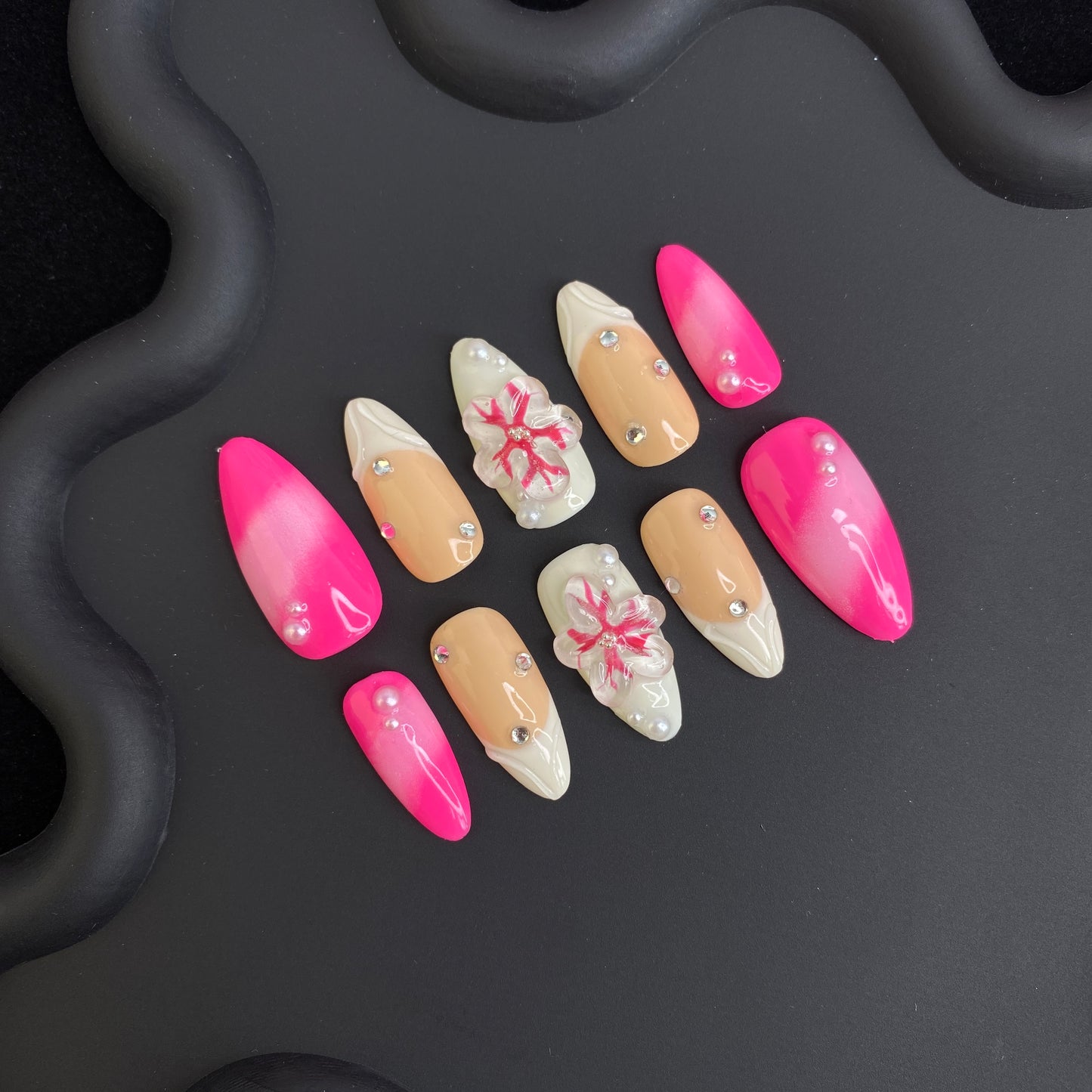 E54 SirenTips Handmade Press On Nail Art 10pcs Set Free Tools Luxury Nail Care Manicure Daily Durable