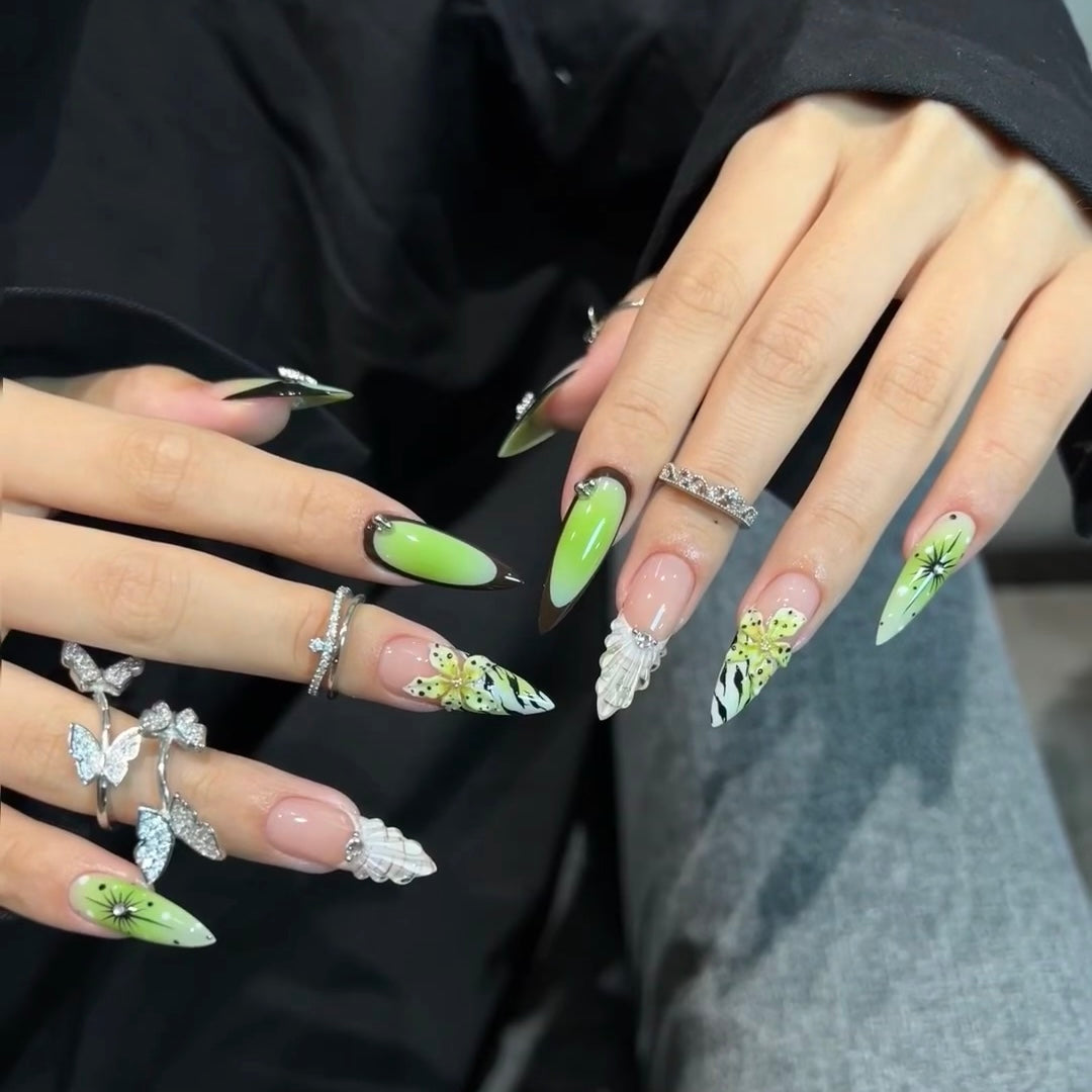 H8 HOT - Customer Picks SirenTips Handmade Press On Nail Art 10pcs Set Free Tools Luxury Nail Care Manicure Daily Durable
