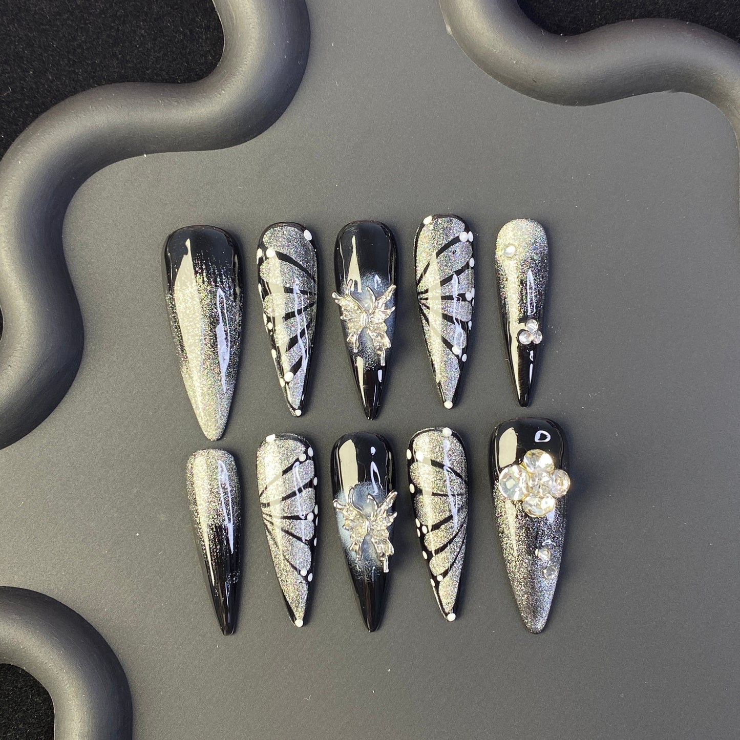 C5 SirenTips Handmade Press On Nail Art 10pcs Set Free Tools Luxury Nail Care Manicure Daily Durable