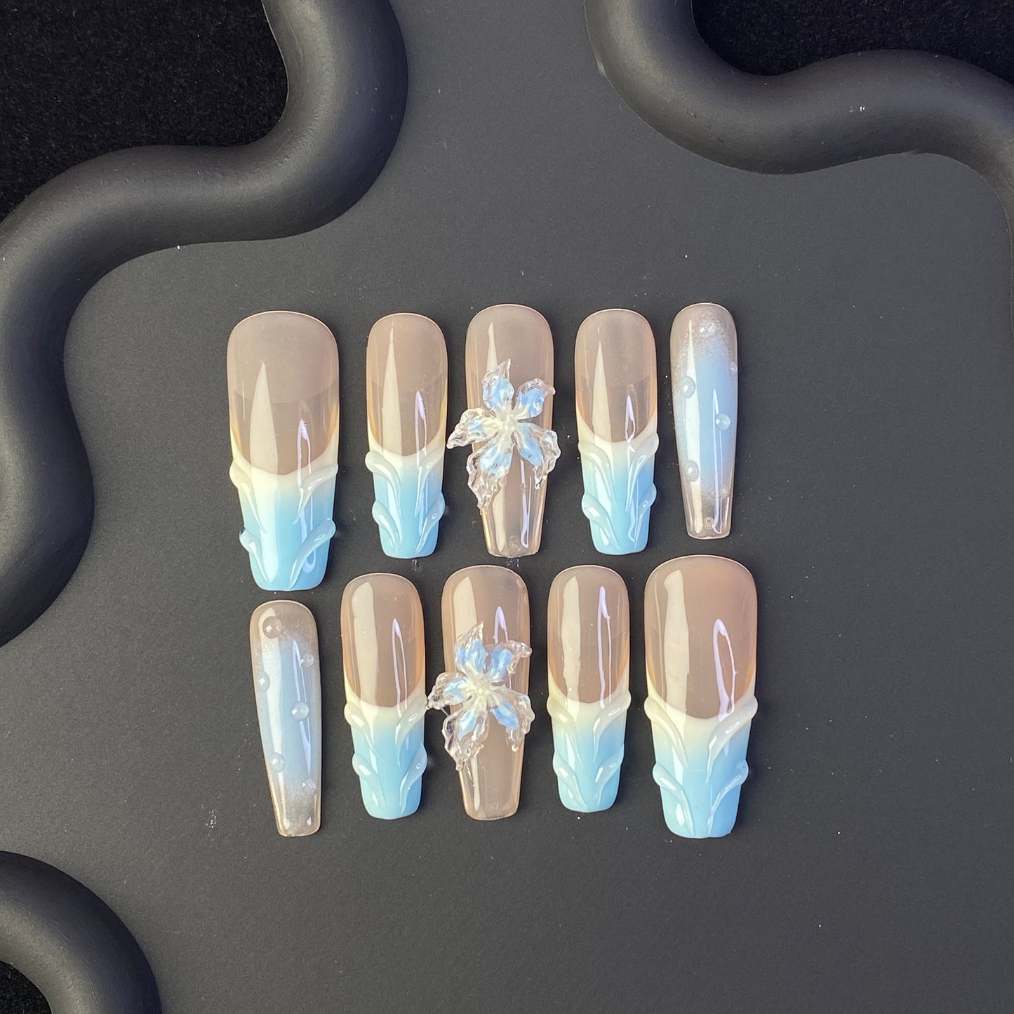 C6 SirenTips Handmade Press On Nail Art 10pcs Set Free Tools Luxury Nail Care Manicure Daily Durable