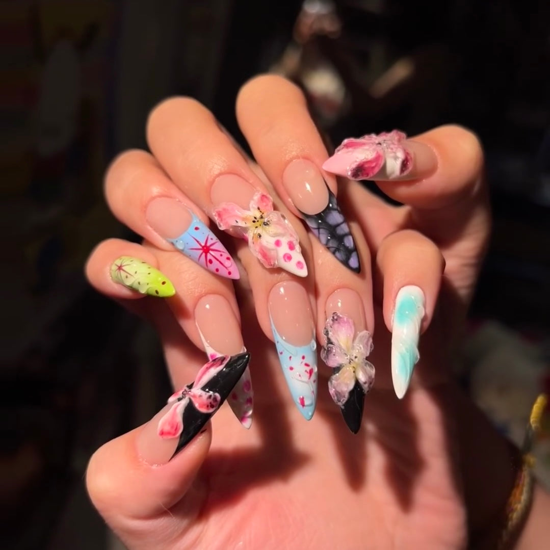 C7 SirenTips Handmade Press On Nail Art 10pcs Set Free Tools Luxury Nail Care Manicure Daily Durable