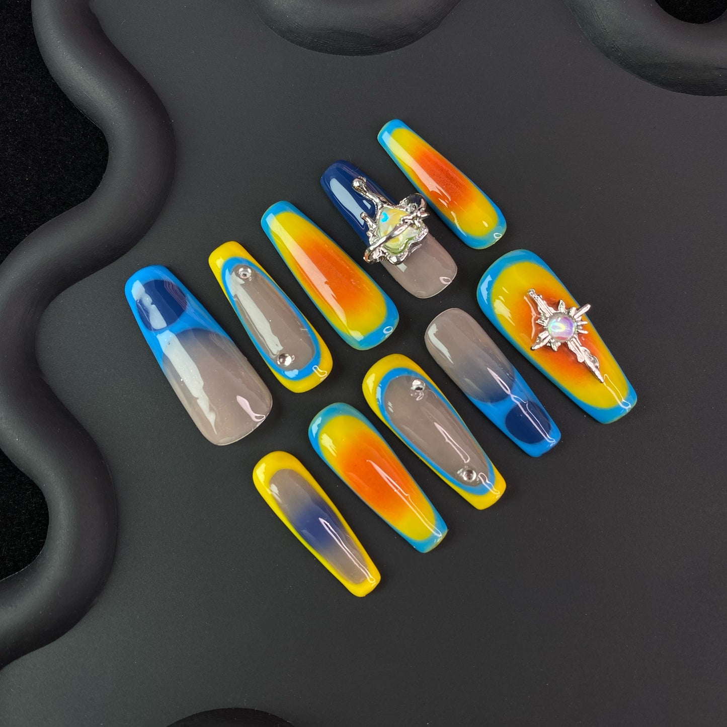 C8 SirenTips Handmade Press On Nail Art 10pcs Set Free Tools Luxury Nail Care Manicure Daily Durable