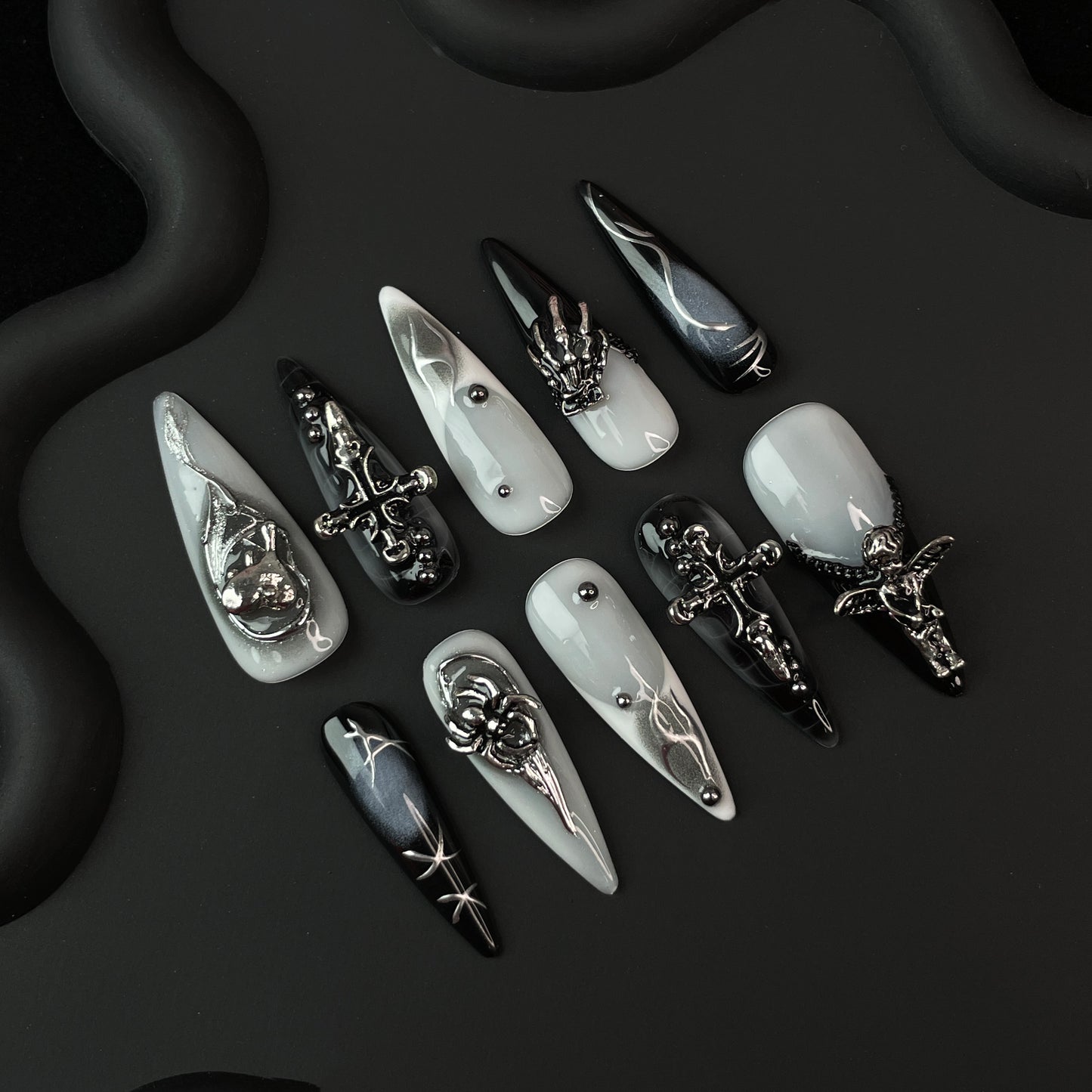 H11 Hot - Customer Picks SirenTips Cute Short Handmade Press On Nail Art 10pcs Set Free Tools Luxury Nail Care Manicure Daily Durable