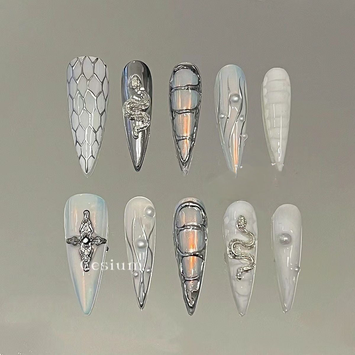 H7 HOT - Customer Picks SirenTips Handmade Press On Nail Art 10pcs Set Free Tools Luxury Nail Care Manicure Daily Durable