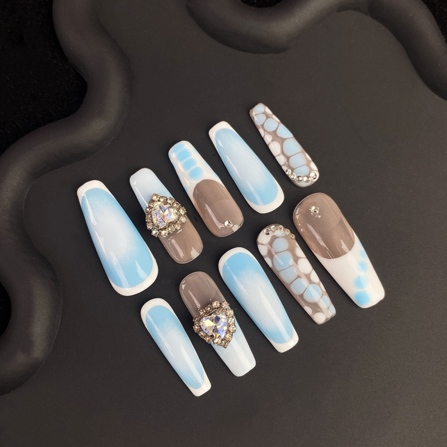 N1 New Arrivals - SirenTips Handmade Press On Nail Art 10pcs Set Free Tools Luxury Nail Care Manicure Daily Durable