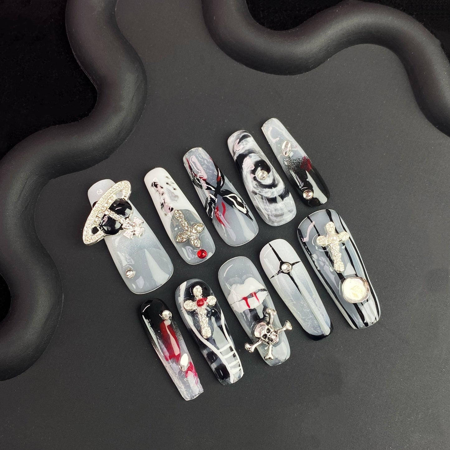N15 New Arrivals - SirenTips Handmade Press On Nail Art 10pcs Set Free Tools Luxury Nail Care Manicure Daily Durable