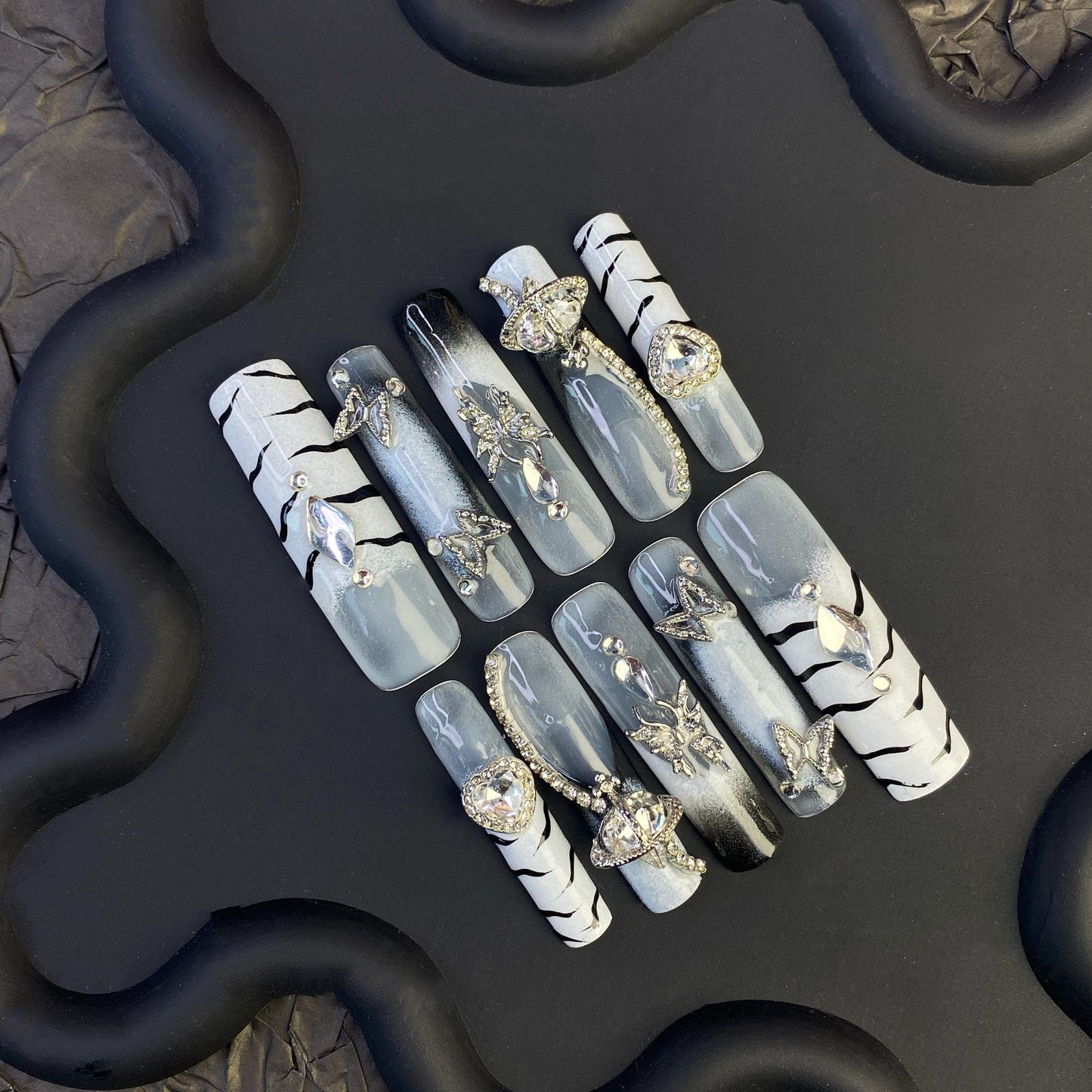 N22 New Arrivals - SirenTips Handmade Press On Nail Art 10pcs Set Free Tools Luxury Nail Care Manicure Daily Durable