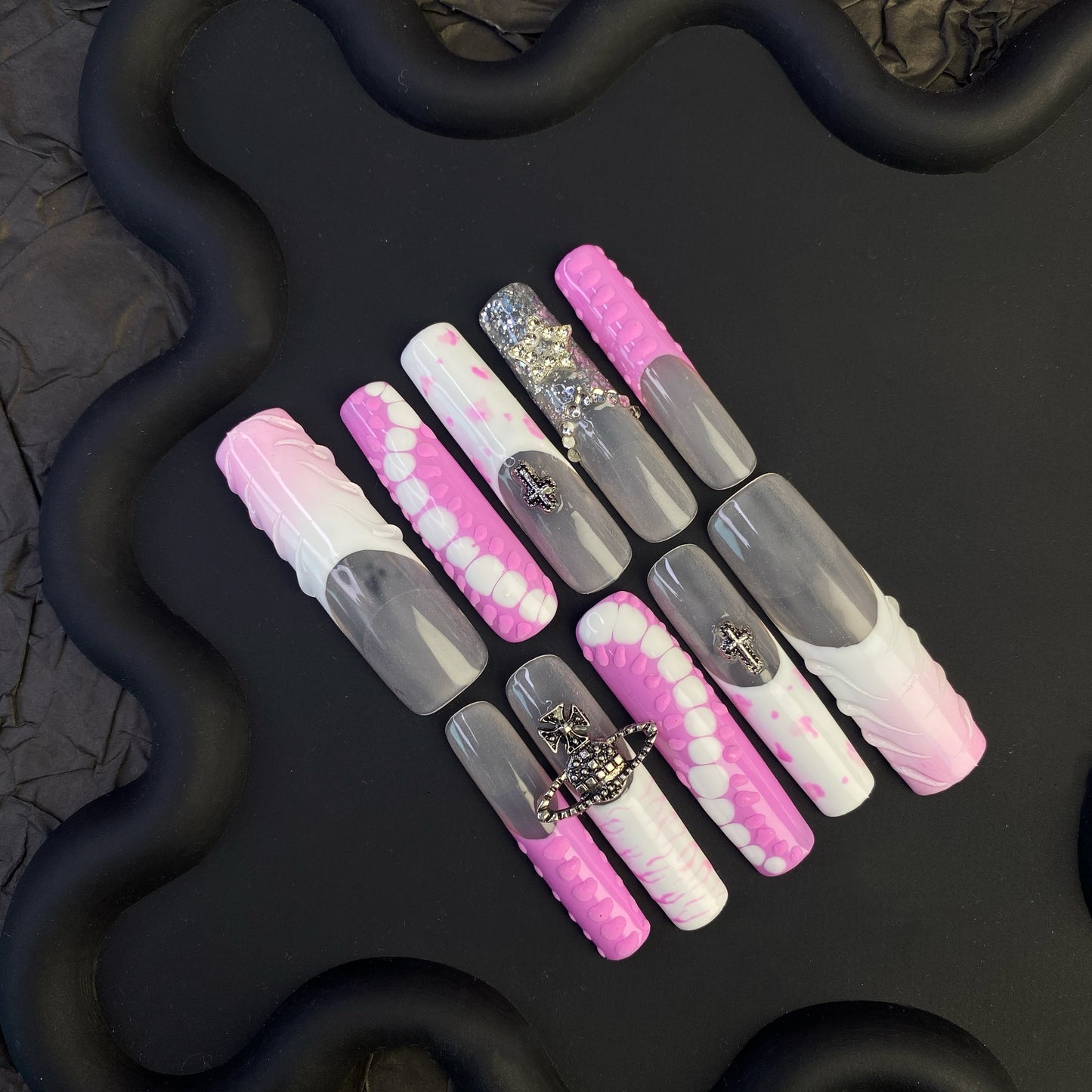 N24 New Arrivals - SirenTips Handmade Press On Nail Art 10pcs Set Free Tools Luxury Nail Care Manicure Daily Durable