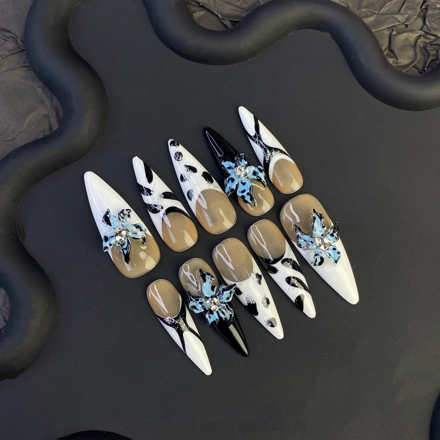 N25 New Arrivals - SirenTips Handmade Press On Nail Art 10pcs Set Free Tools Luxury Nail Care Manicure Daily Durable