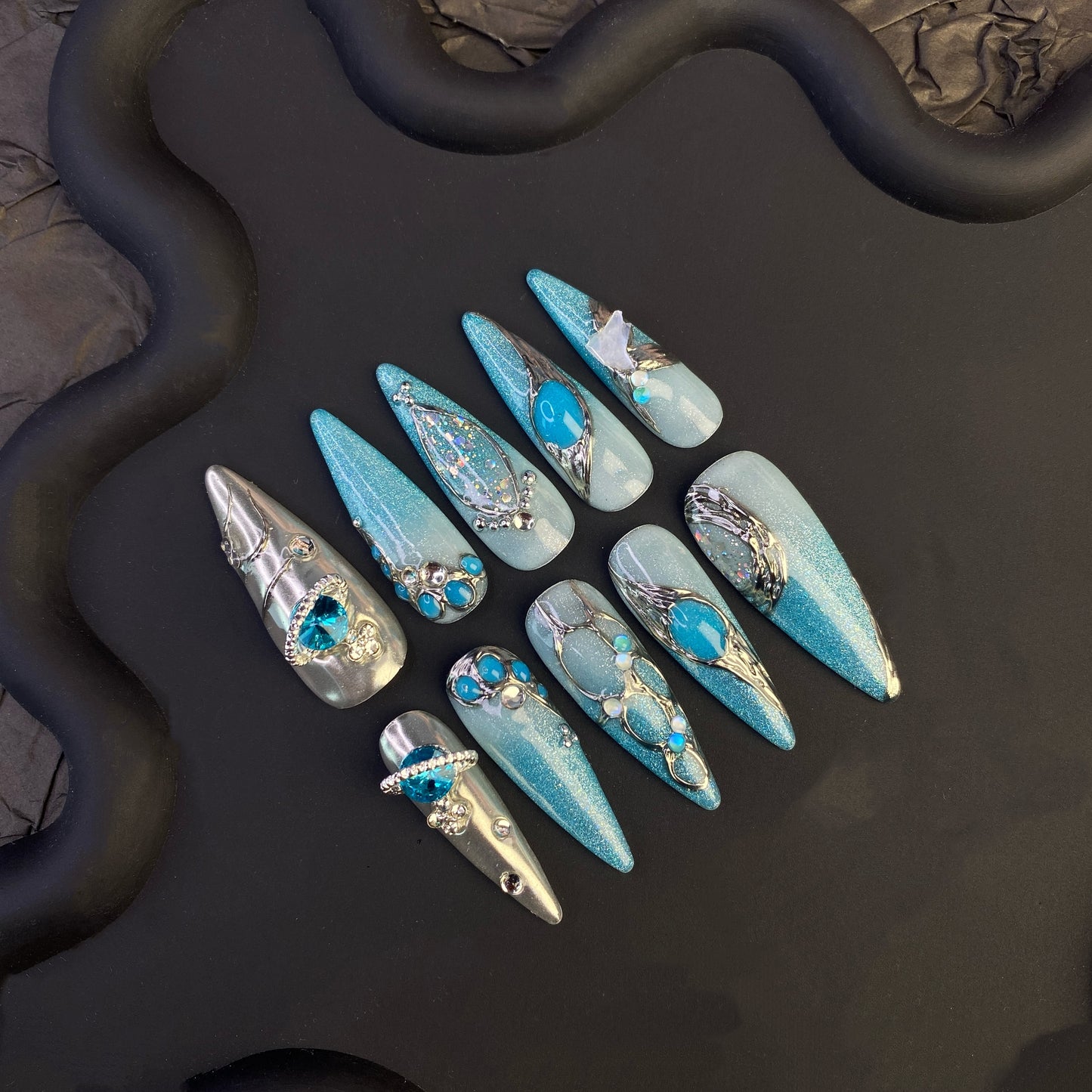 N26 New Arrivals - SirenTips Handmade Press On Nail Art 10pcs Set Free Tools Luxury Nail Care Manicure Daily Durable