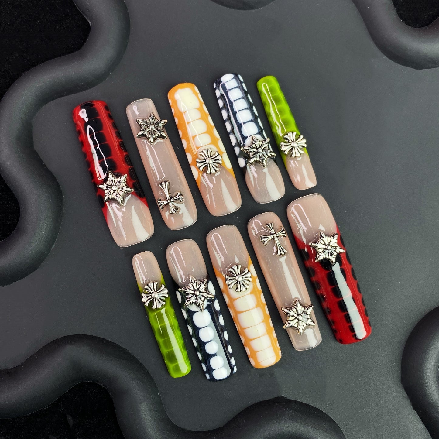 N3 New Arrivals - SirenTips Handmade Press On Nail Art 10pcs Set Free Tools Luxury Nail Care Manicure Daily Durable
