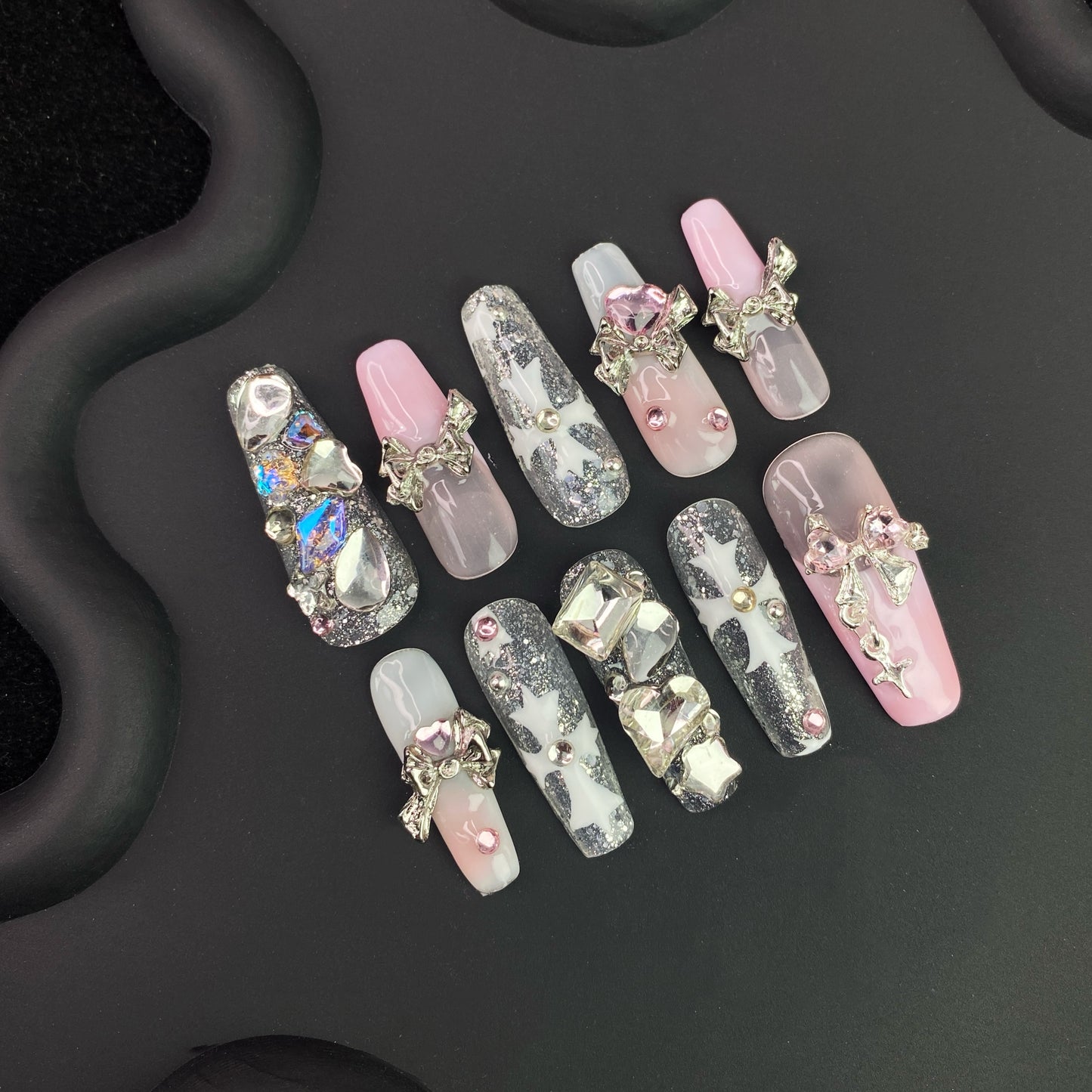 N5 New Arrivals - SirenTips Handmade Press On Nail Art 10pcs Set Free Tools Luxury Nail Care Manicure Daily Durable
