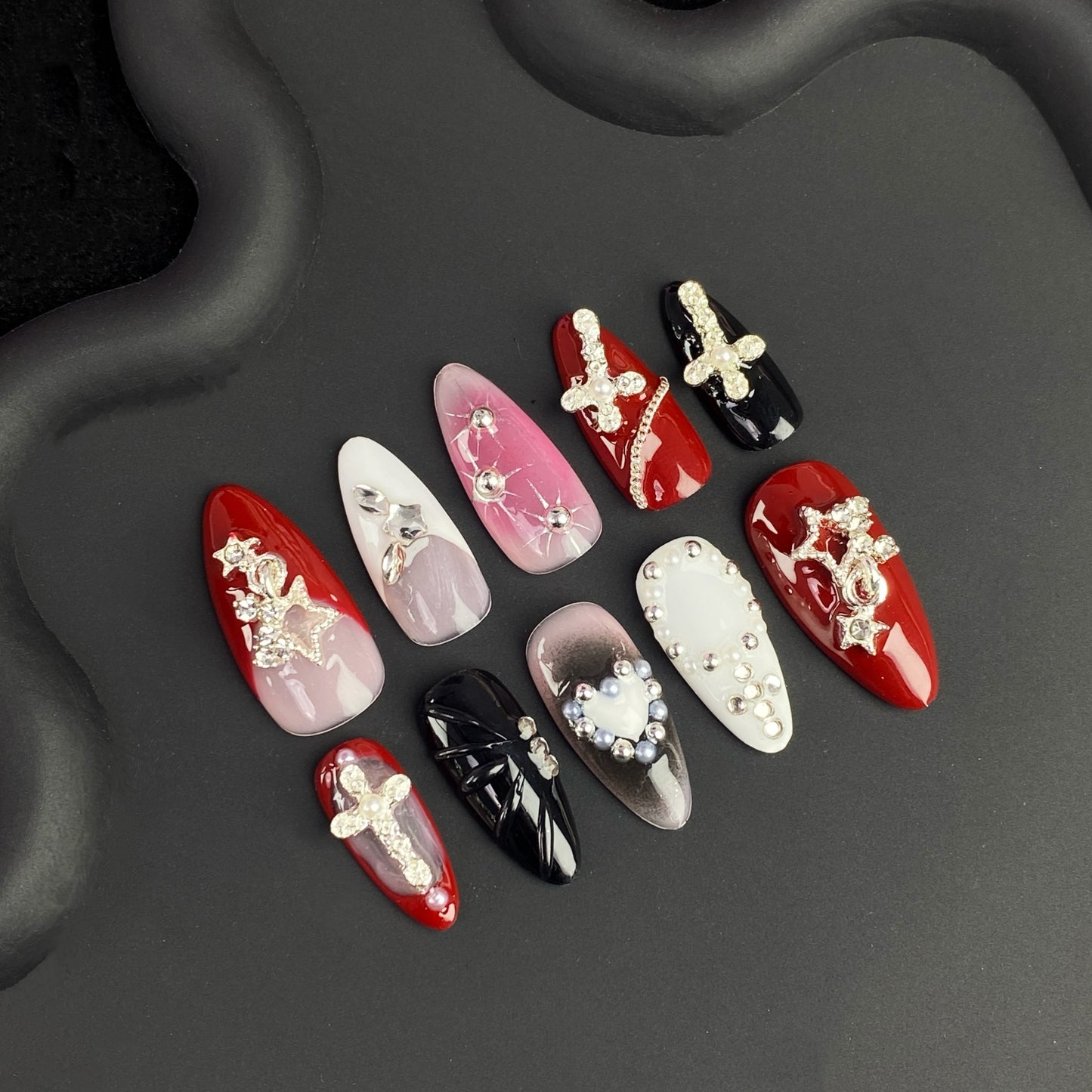 N6 New Arrivals - SirenTips Handmade Press On Nail Art 10pcs Set Free Tools Luxury Nail Care Manicure Daily Durable