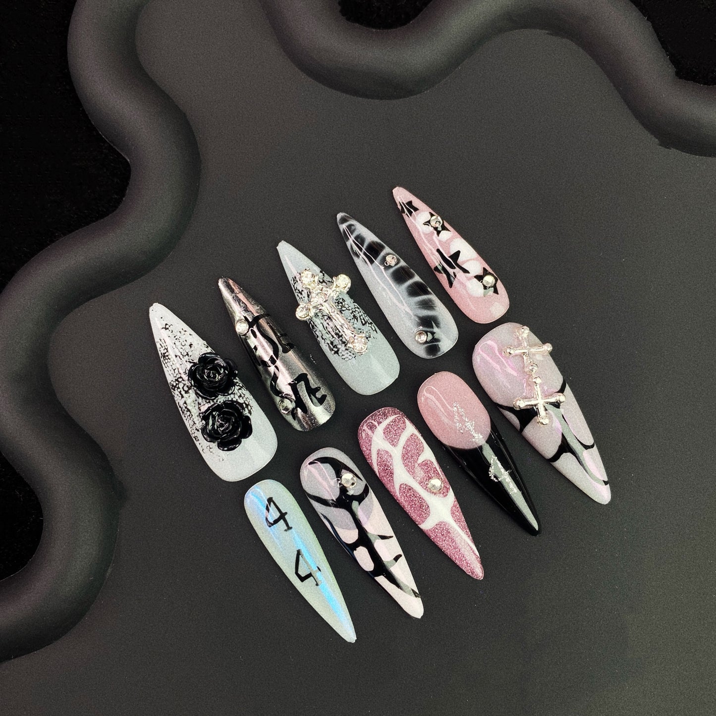 N8 New Arrivals - SirenTips Handmade Press On Nail Art 10pcs Set Free Tools Luxury Nail Care Manicure Daily Durable
