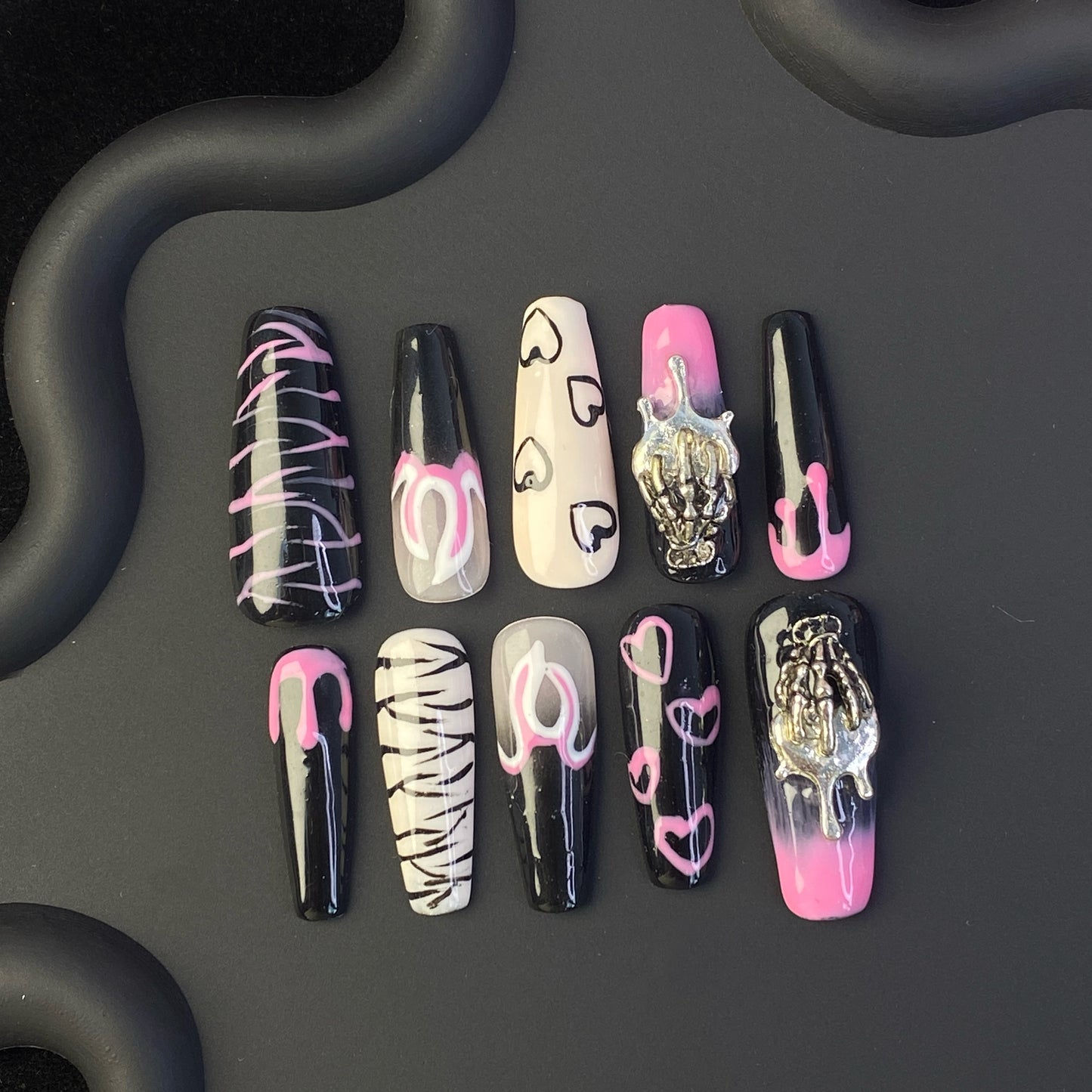 B22 - $14.9 SirenTips Handmade Press On Nail Art 10pcs Set Free Tools Luxury Nail Care Manicure Daily Durable