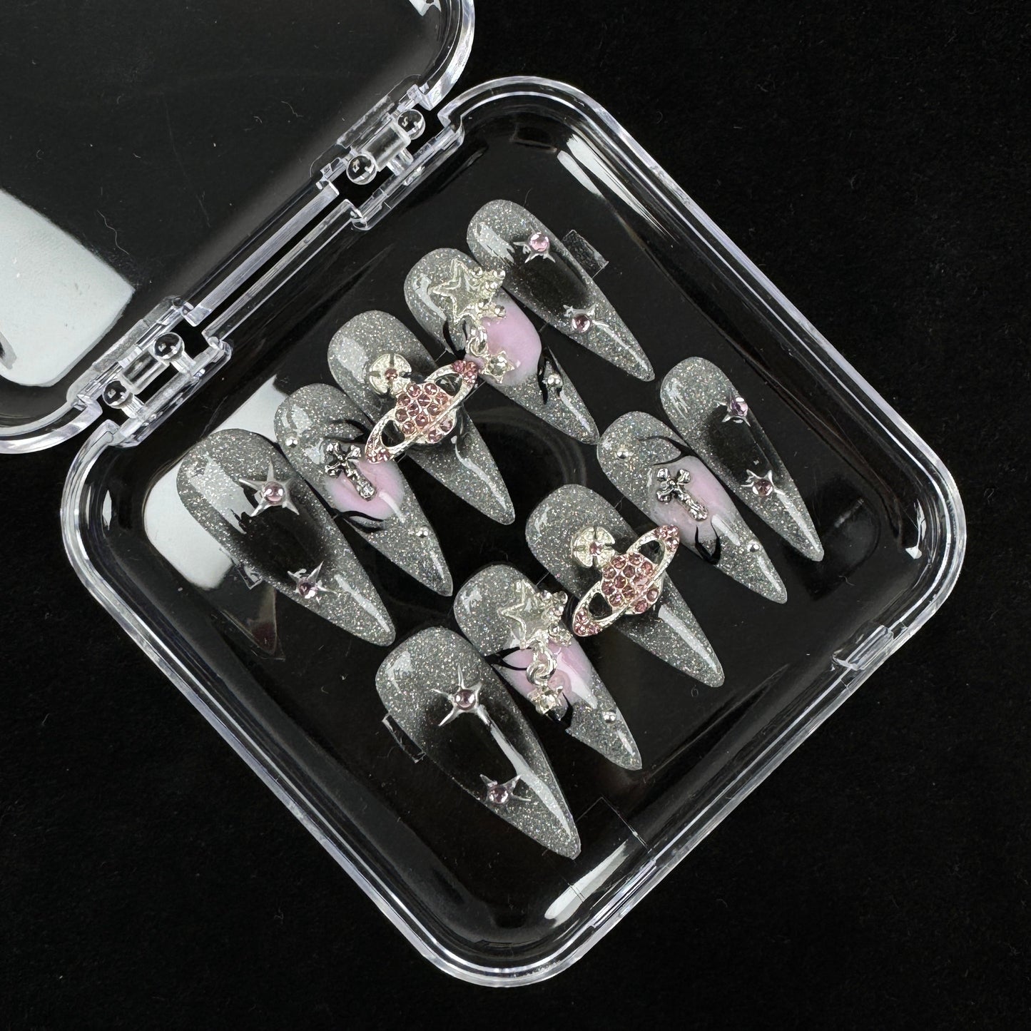 C7 - $19.9 SirenTips Handmade Press On Nail Art 10pcs Set Free Tools Luxury Nail Care Manicure Daily Durable