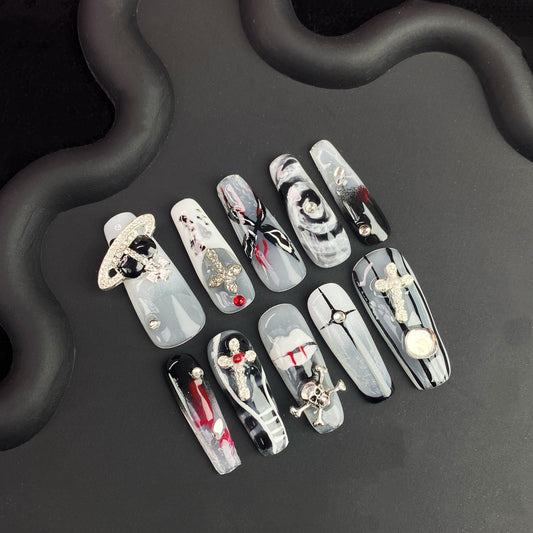 N15 New Arrivals - SirenTips Handmade Press On Nail Art 10pcs Set Free Tools Luxury Nail Care Manicure Daily Durable