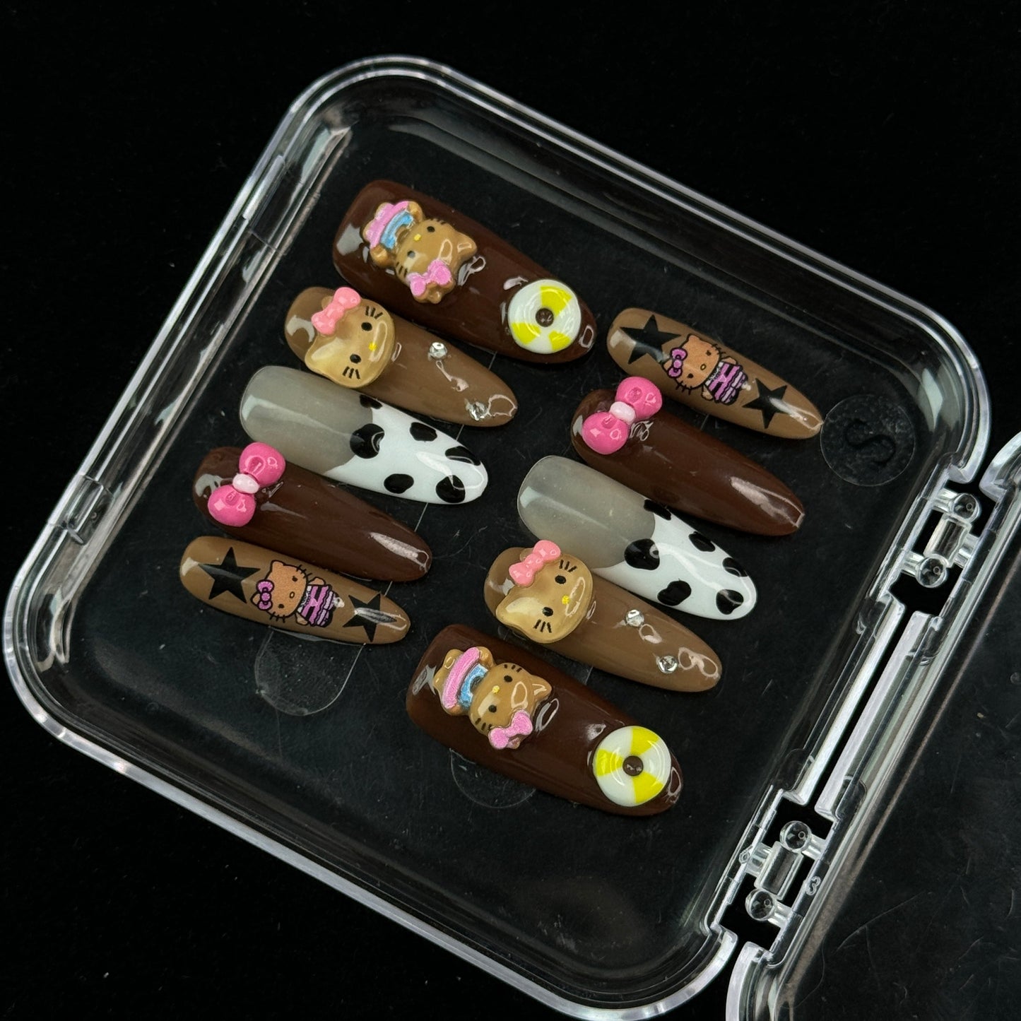 P11 - $19.9 SirenTips Cartoon Animation Handmade Press On Nail Art 10pcs Set Free Tools Luxury Nail Care Manicure Daily Durable